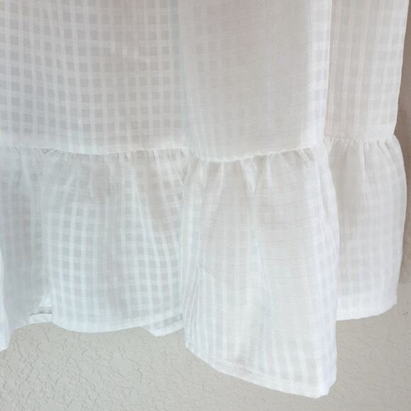 Anthropologie Doe & Rae NEW White Peplum White Off Shoulder Ruffled Top M - Picture 3 of 12